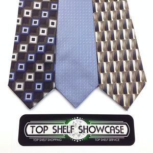 LOT 3 Men's Ties Black Blue Variety Geometric EUC